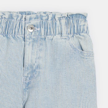 بنطلون جينز بتصميم "موم" من الدنيم المخطط، باللون الأزرق، للفتيات